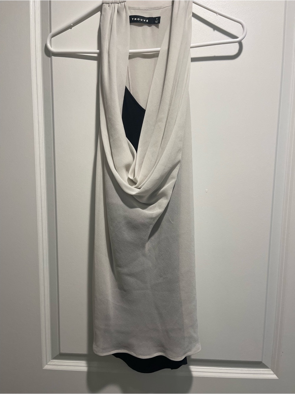 Trouvé Light Ivory Sleeveless Draped Halter Top